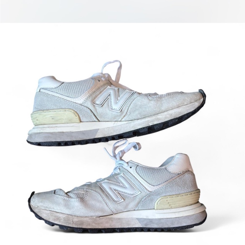 New Balance 574 cream suede sneakers